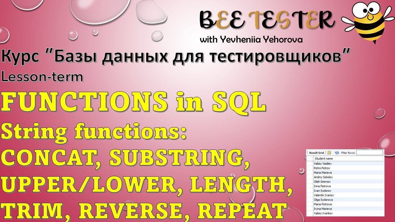 L11. FUNCTIONS in SQL. String functions | Базы данных для тестировщиков | Строковые функции