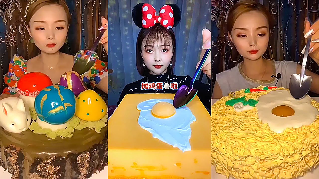 ASMR EATING MOUSSE CAKE ❤️🎂- EATING SOUNDS - SWEET CHINESE DESSERT MUKBANG