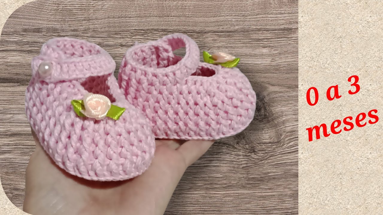 Sapatinho de crochê infantil 0 a 3 meses. Rápido, fácil e econômico 