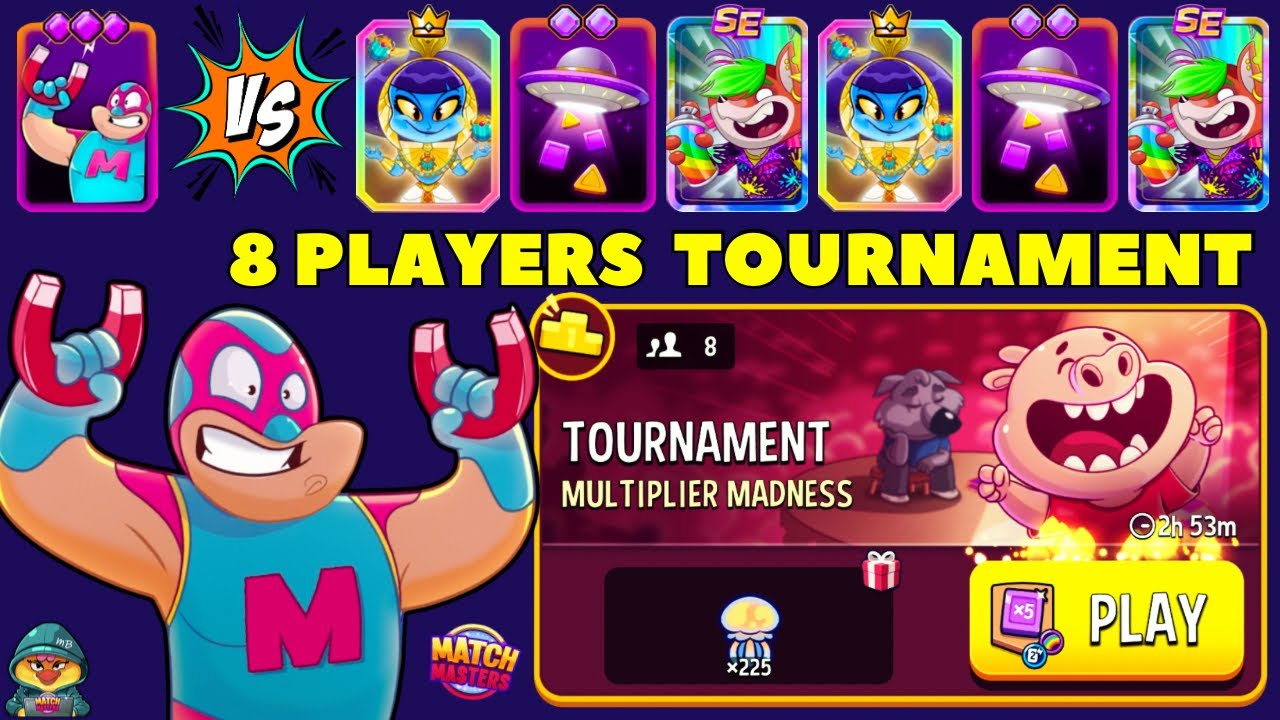 x2 TOURNAMENT! 8 players Multiplier Madness + Rainbow + Super Sprint | Match Masters