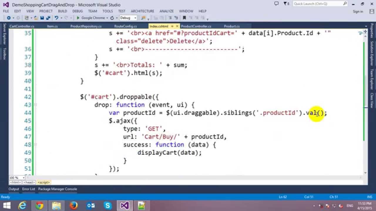 Drag and Drop Shopping Cart in ASP.NET MVC and JQuery