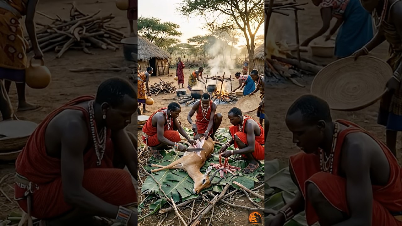 INSANE! African Hunters Butcher Fresh Wild Game for Massive Tribal Feast 🔪🔥 #triballife #africa