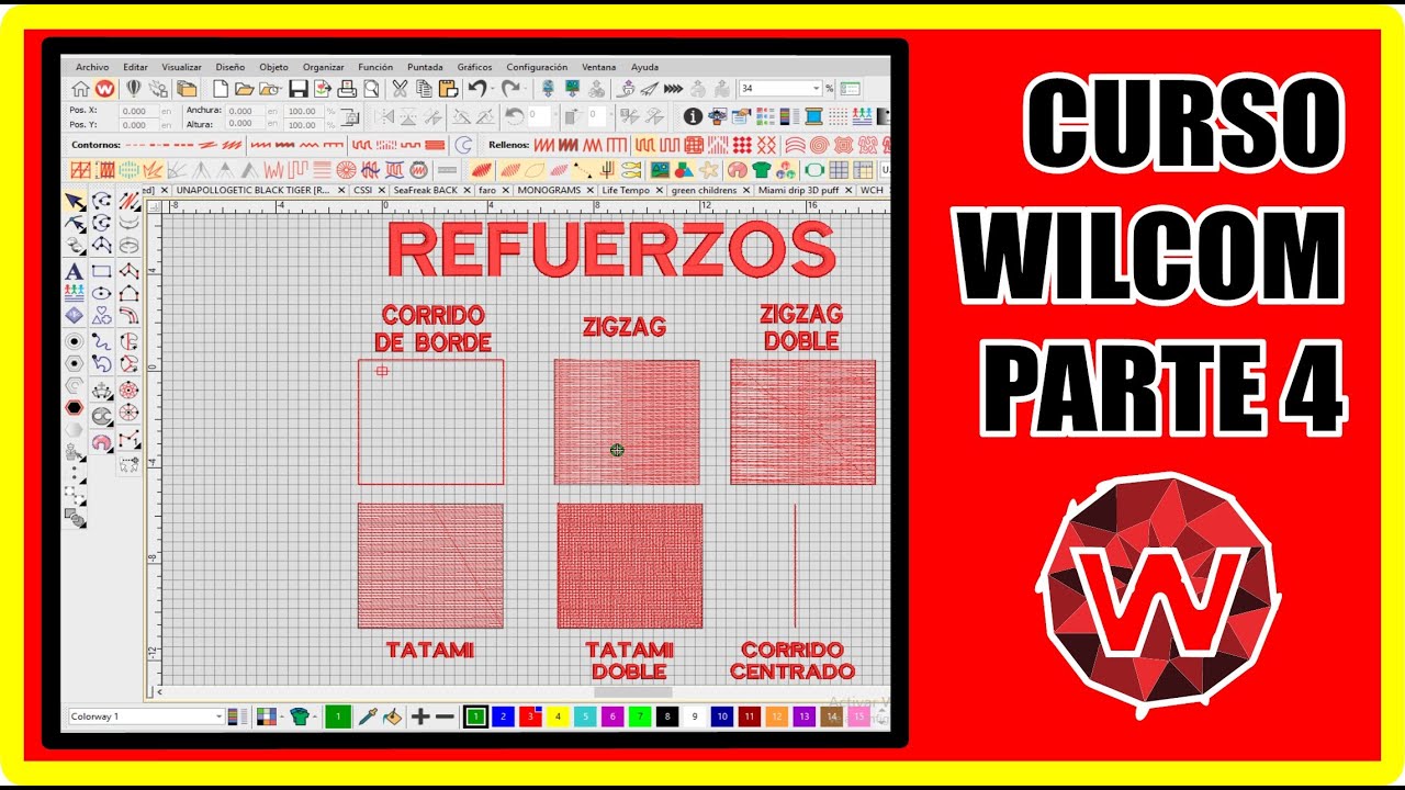 CURSO WILCOM PARTE 4 - REFUERZO AUTOMATICO - CAMA DE BORDADO - UNDERLINE EMBROIDERY