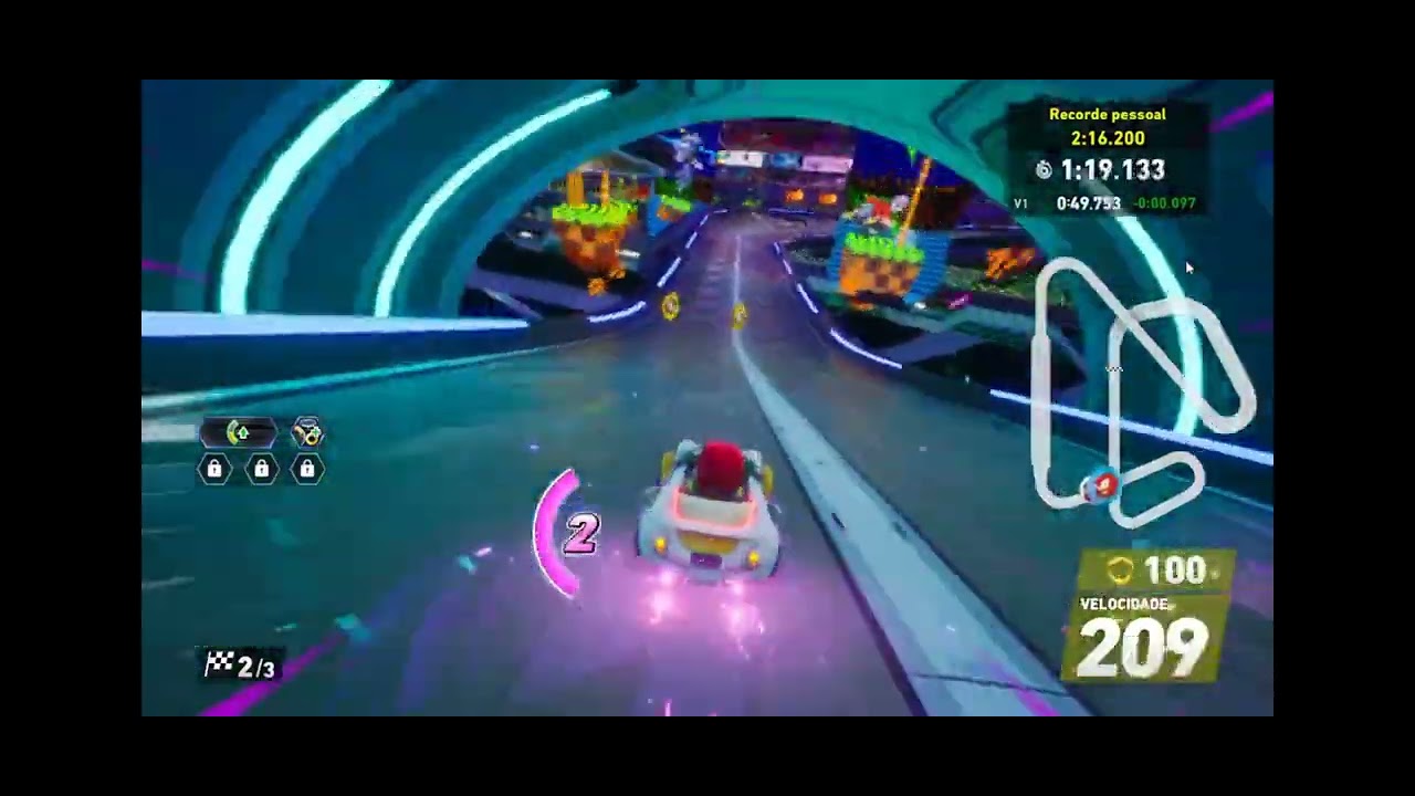 E-stadium S-Rank (Time Trial) - 3 gadgets slots (Demo Sonic Racing Crossworlds)