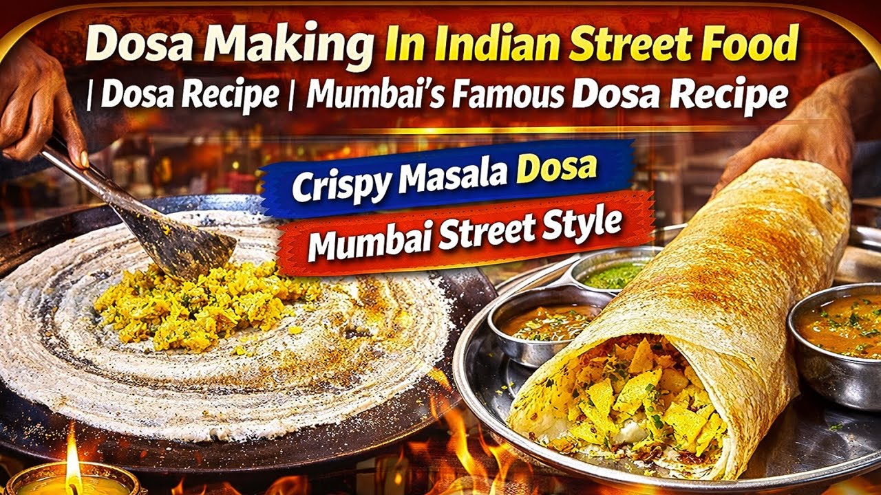 Dosa Making In Indian Street Food | Dosa Recipe | Mumbai's Famous Dosa Recipe | Indian Street Food