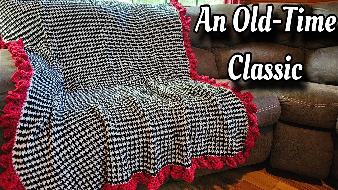AMAZINGLY BEAUTIFUL Houndstooth Crochet Blanket Tutorial - An Old-Time Classic Blanket