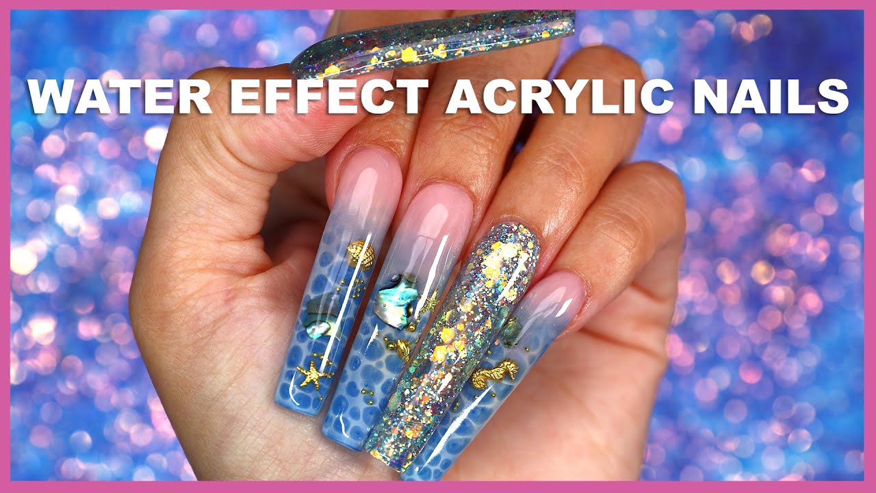 TikTok WATER EFFECT Acrylic NAILS | EASY WATER EFFECT Nail Art SUMMER NAIL DESIGN! | Nail Tutorial
