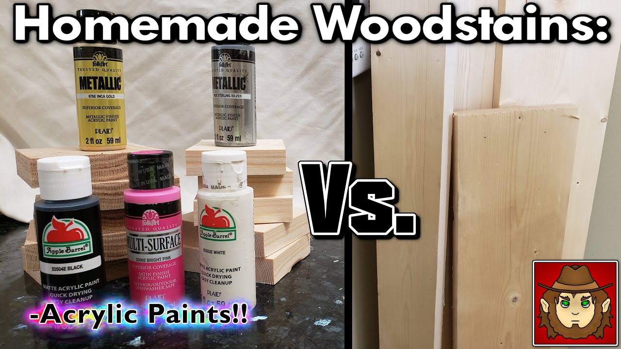 Acrylic Paint as wood stain? Silver, White, Pink, Black & Gold. Oak/Pine. Test Homemade Stain & Dye.