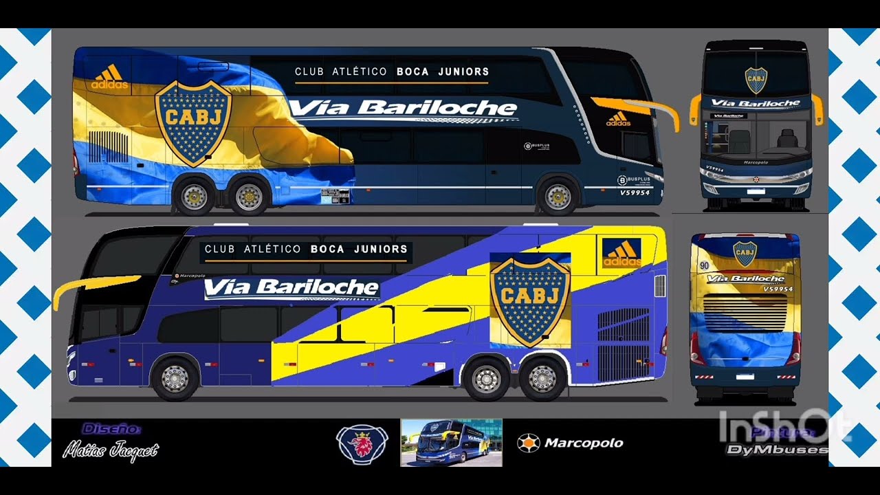 diseños de los hinchas de River Boca micro Marcopolo Vía Bariloche