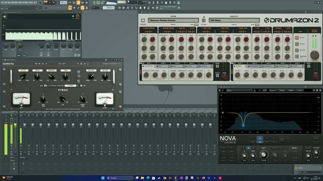 Audiority Pyros on a 909 kick drum