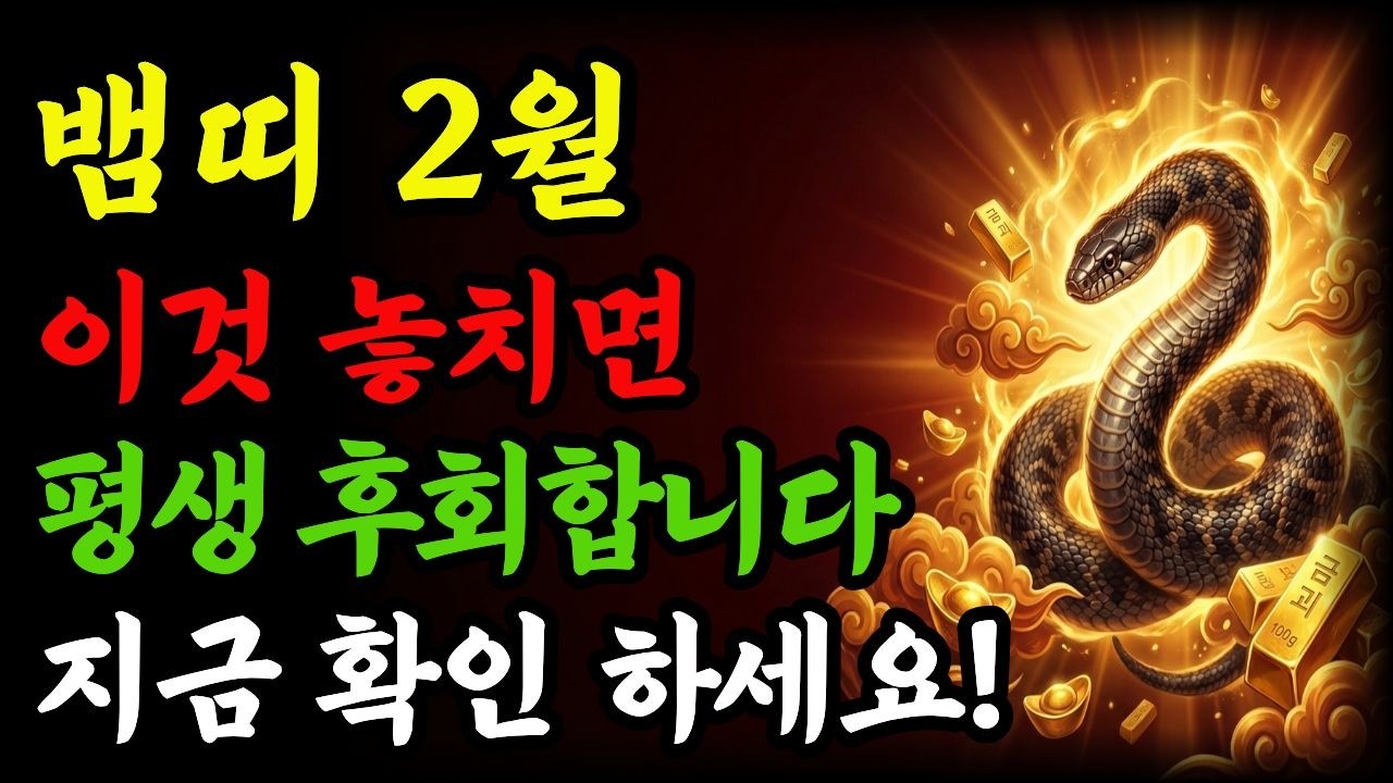 2026 2월 뱀띠 재물, 금전, 띠별궁합, 건강, 방향운 1953 1965 1977년생