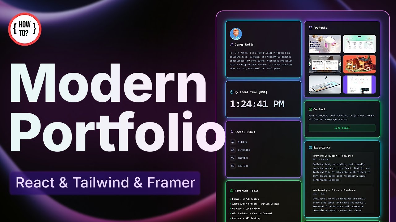 Создайте современный сайт-портфолио с помощью React, Tailwind и Framer Motion | Полное руководство