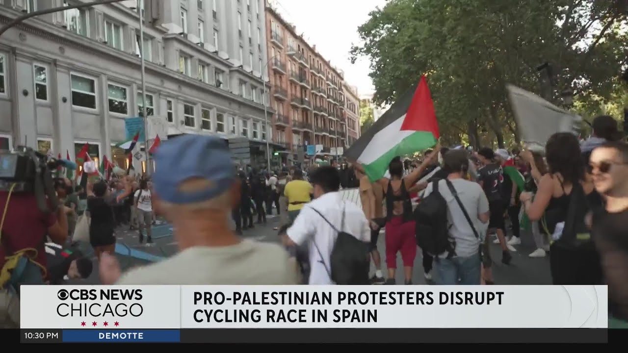 More than 100,000 pro-Palestinian protestors interrupt final stage of &ldquo;La Vuelta&rdquo; in Madrid