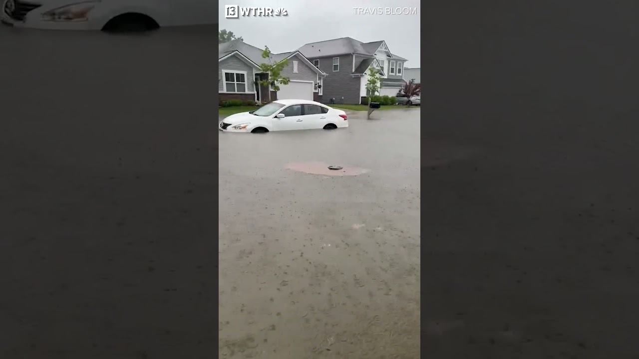 Cicero, Indiana streets flood after downpour #weather #rain #indiana