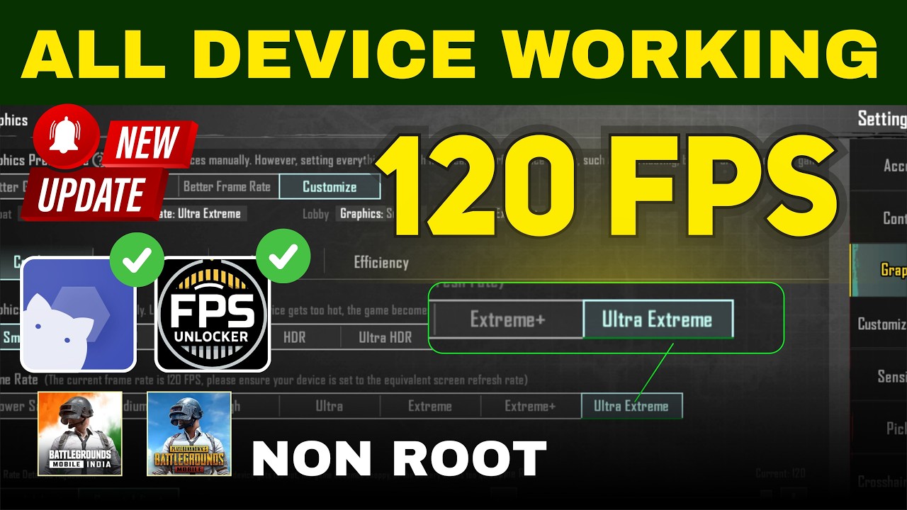 (Non Root) UNLOCK 120 FPS In BGMI 🔥 Super Smooth Graphics in New Update 