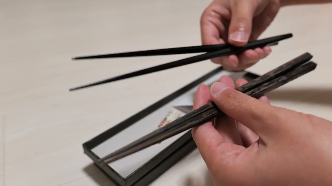 【超絶希少青黒檀の一生物お箸】大黒屋 縁 青黒檀七角利休箸