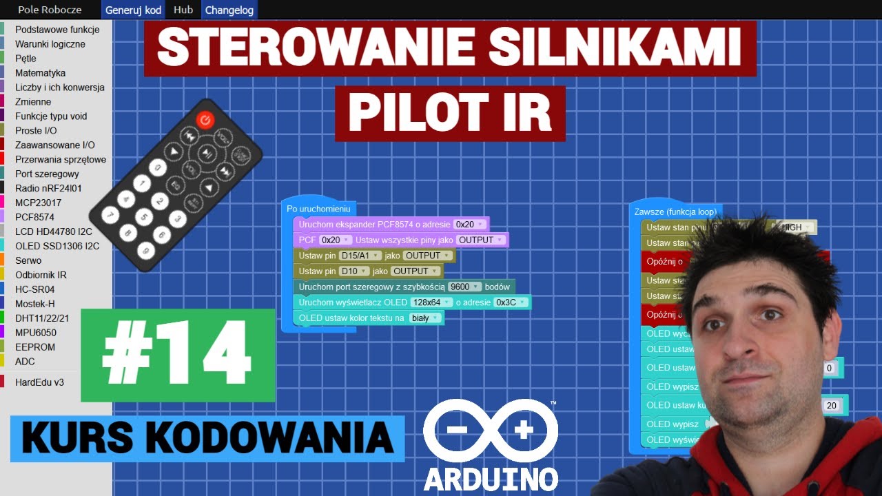 GENERATOR KODU ARDUINO: Sterowanie silnikami przez pilot IR - #14