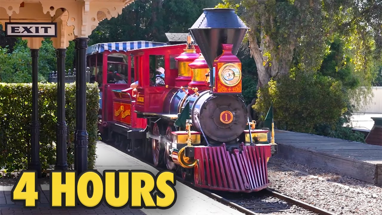 🚂 Disneyland Railroad - 4 Hour Train Ambience, Sights & Sounds [4K POV]