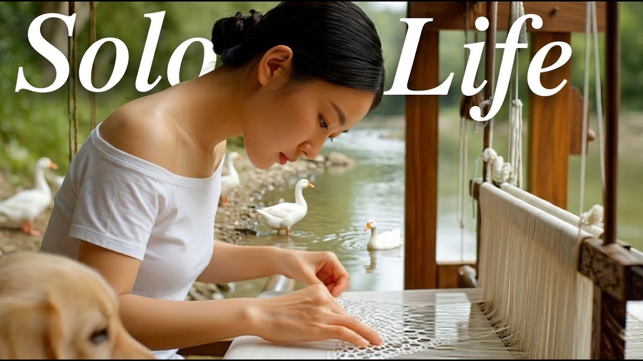 Life by the Stream | Solo Girl Weaving Fabric & Catching Crabs | Slow Living | Healing Rural Life