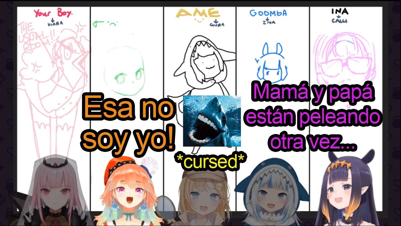 Kiara cuestiona el Dibujo de Calli y Amelia dice algo Cursed (Sub Esp)