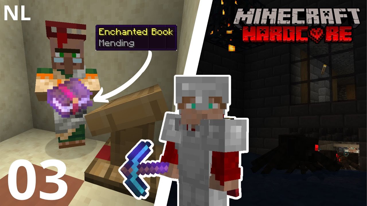 Hoe maak je een string farm & Mending boekjes  | Minecraft Hardcore NL