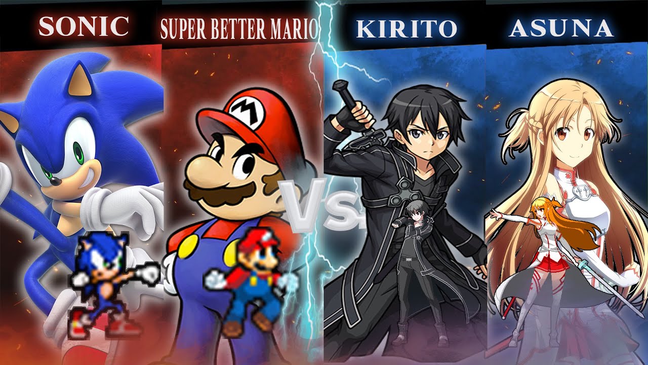 [MUGEN] Sonic & Super Better Mario vs Kirito & Asuna (request)