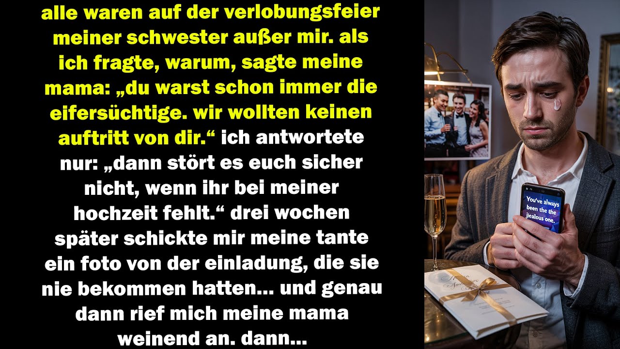 sie schlossen mich von der verlobung aus – doch meine hochzeitseinladung brachte alles zum kippen