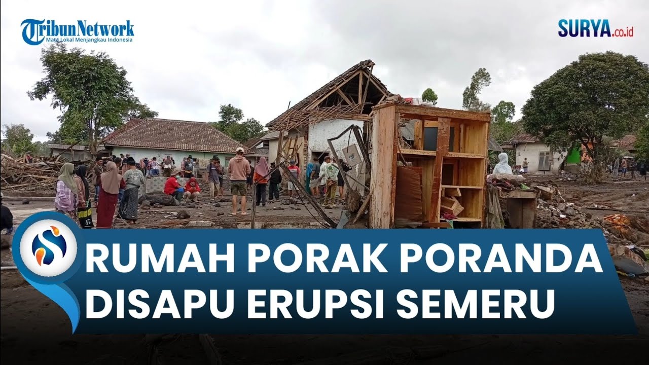 Rumah Warga Porak Poranda Disapu Erupsi Semeru. Mulai Kembali Cari Barang yang Bisa Diselamatkan