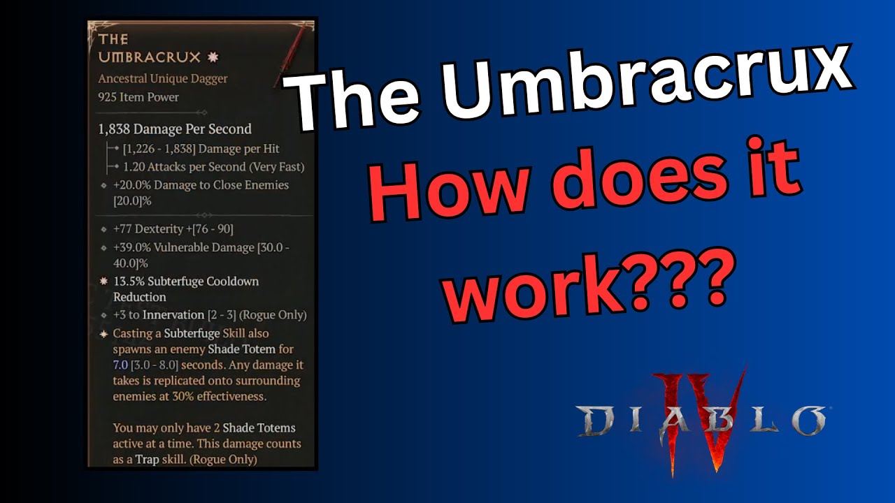 Diablo 5 S5 PTR: How does The Umbracrux work???