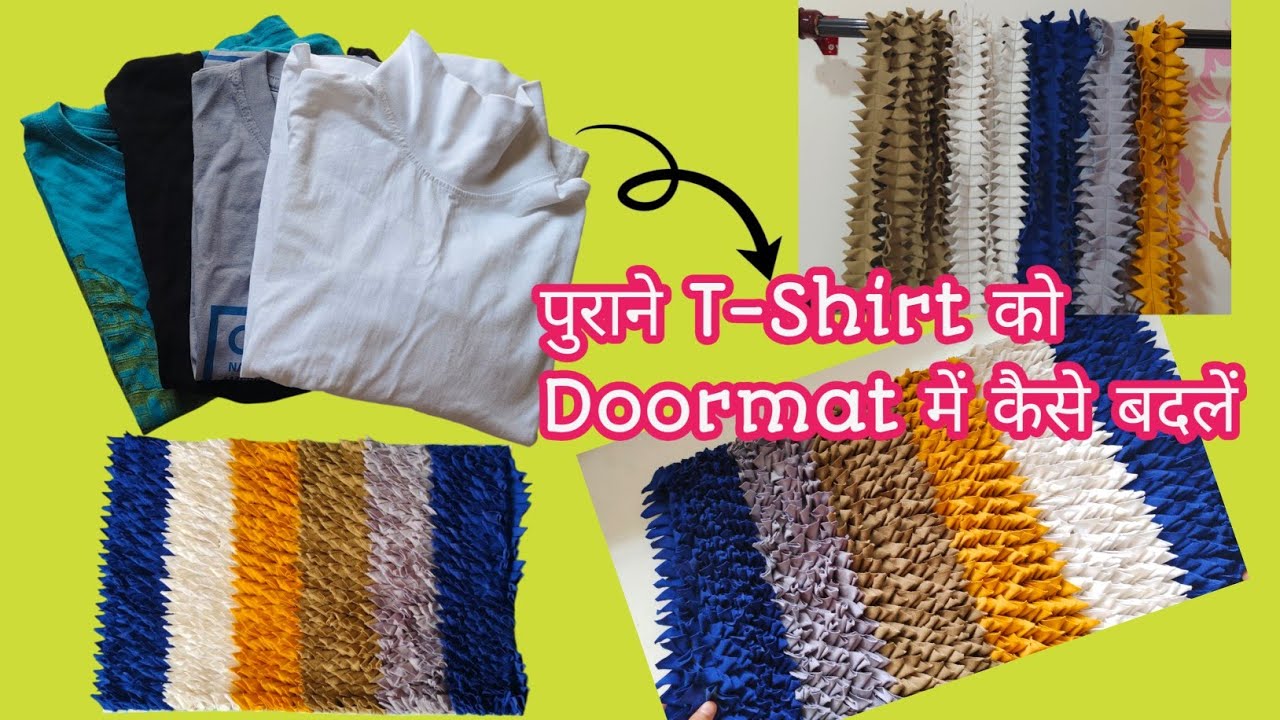 How to Turn an Old T-Shirt into a Doormat/Doormat wth T-shirt/Doormat tutorial@NazrinStichingDesigns