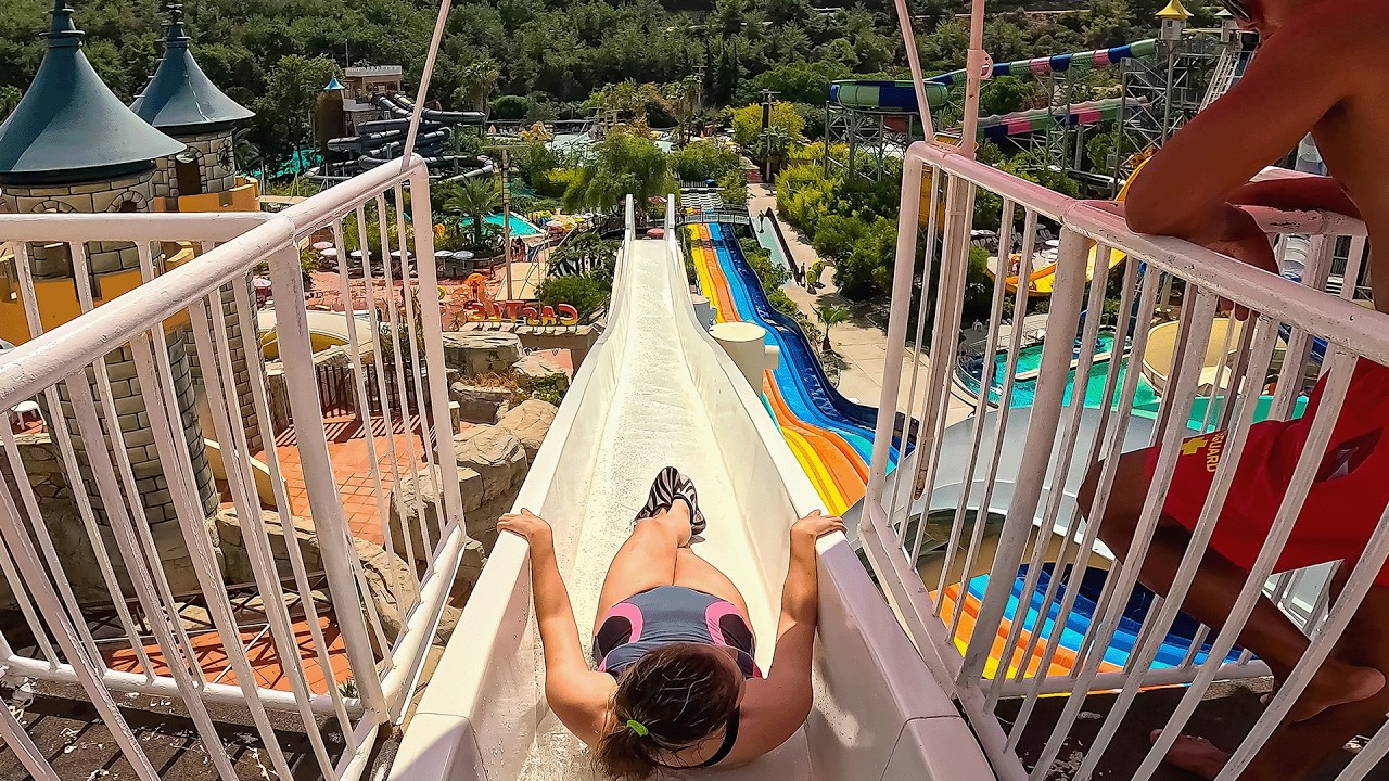 People of all ages can enjoy the thrilling slides at Aquafantasy Water Park