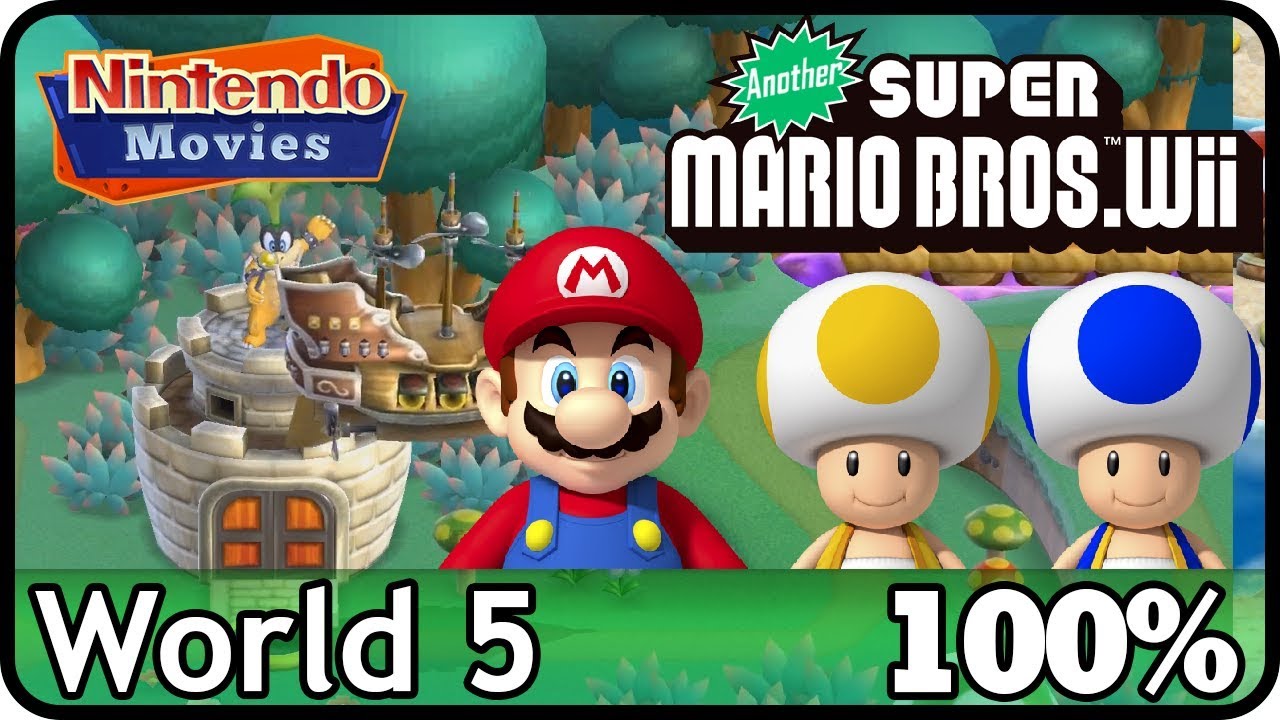 Another New Super Mario Bros. Wii - World 5 (100%, Multiplayer)