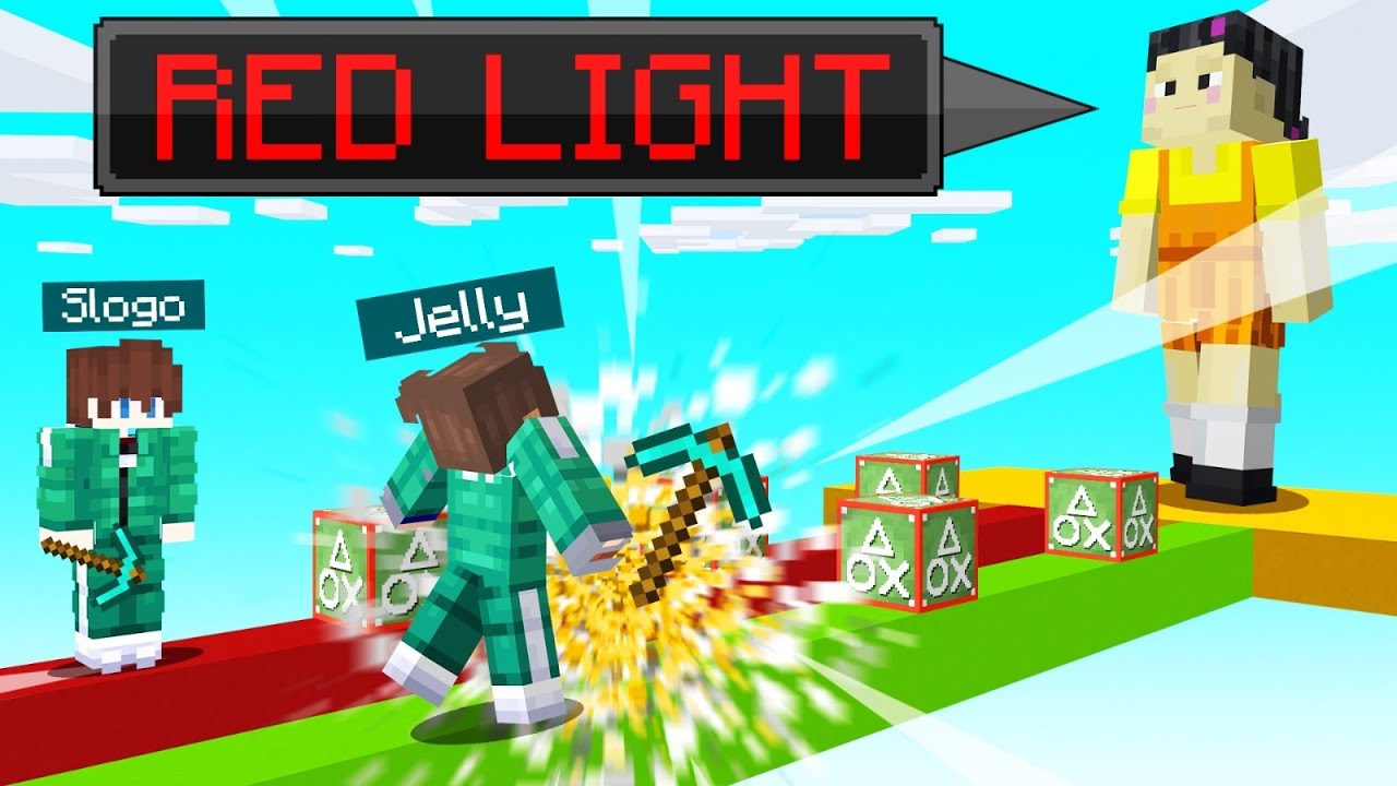 ИГРА 1 на 1 &laquo;Кальмары&raquo; Гонка с счастливыми блоками в Minecraft!