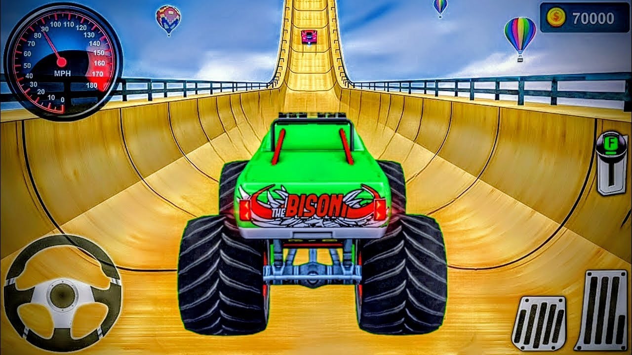سباق شاحنات الوحش العملاقة- قيادة سيارة الوحش لعبه الشاحنات للأندرويد Monster Truck Mega Ramp Racing