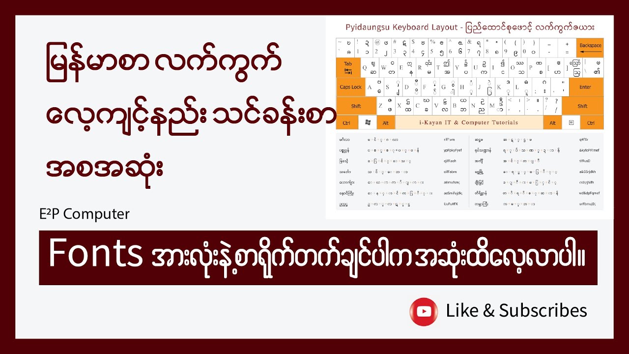 Myanmar Typing လက်ကွက်လေ့ကျင့်နည်း သင်ခန်းစာ အစအဆုံးလေ့လာရန်