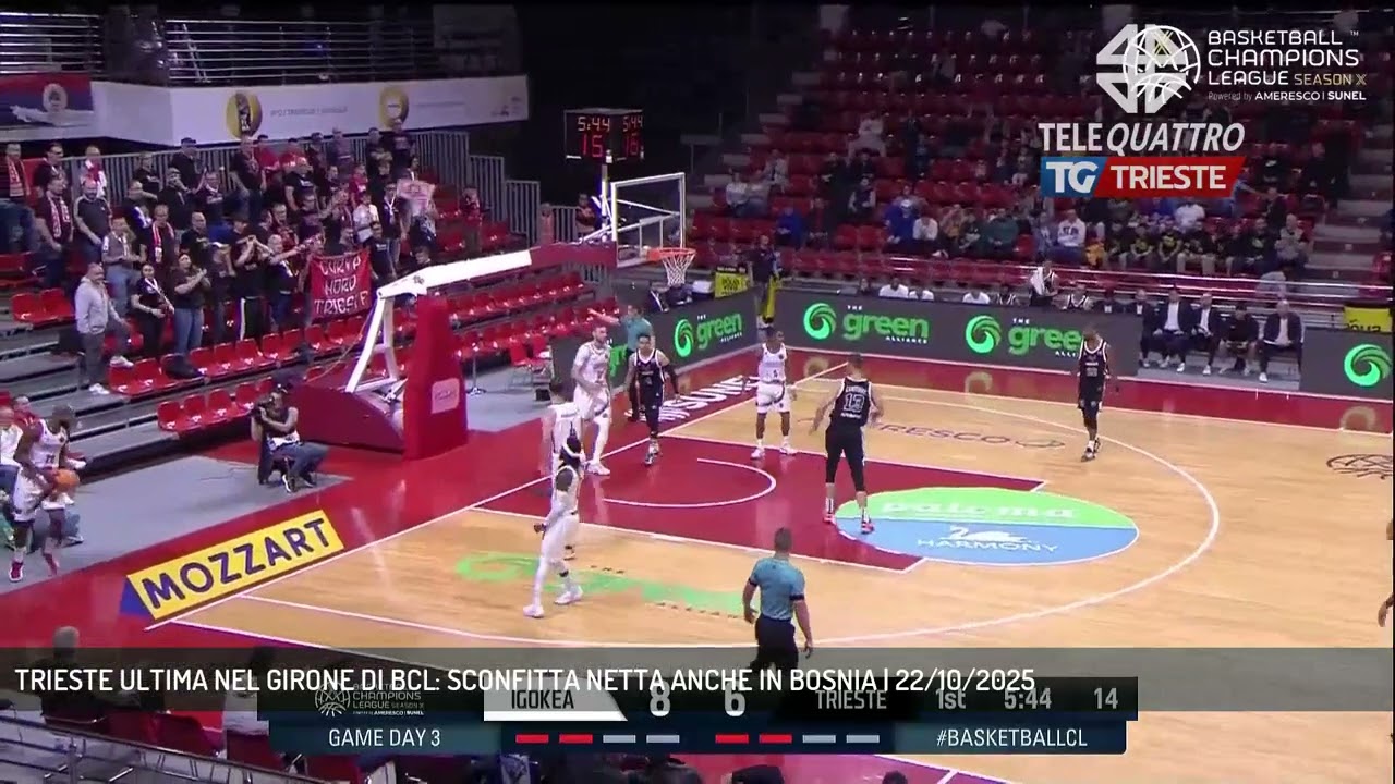 TRIESTE ULTIMA NEL GIRONE DI BCL: SCONFITTA NETTA ANCHE IN BOSNIA | 22/10/2025