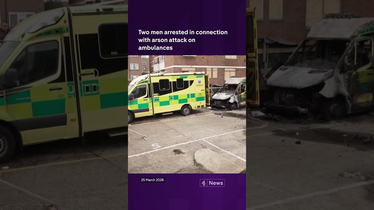 Two men arrested in connection with arson attack on ambulances