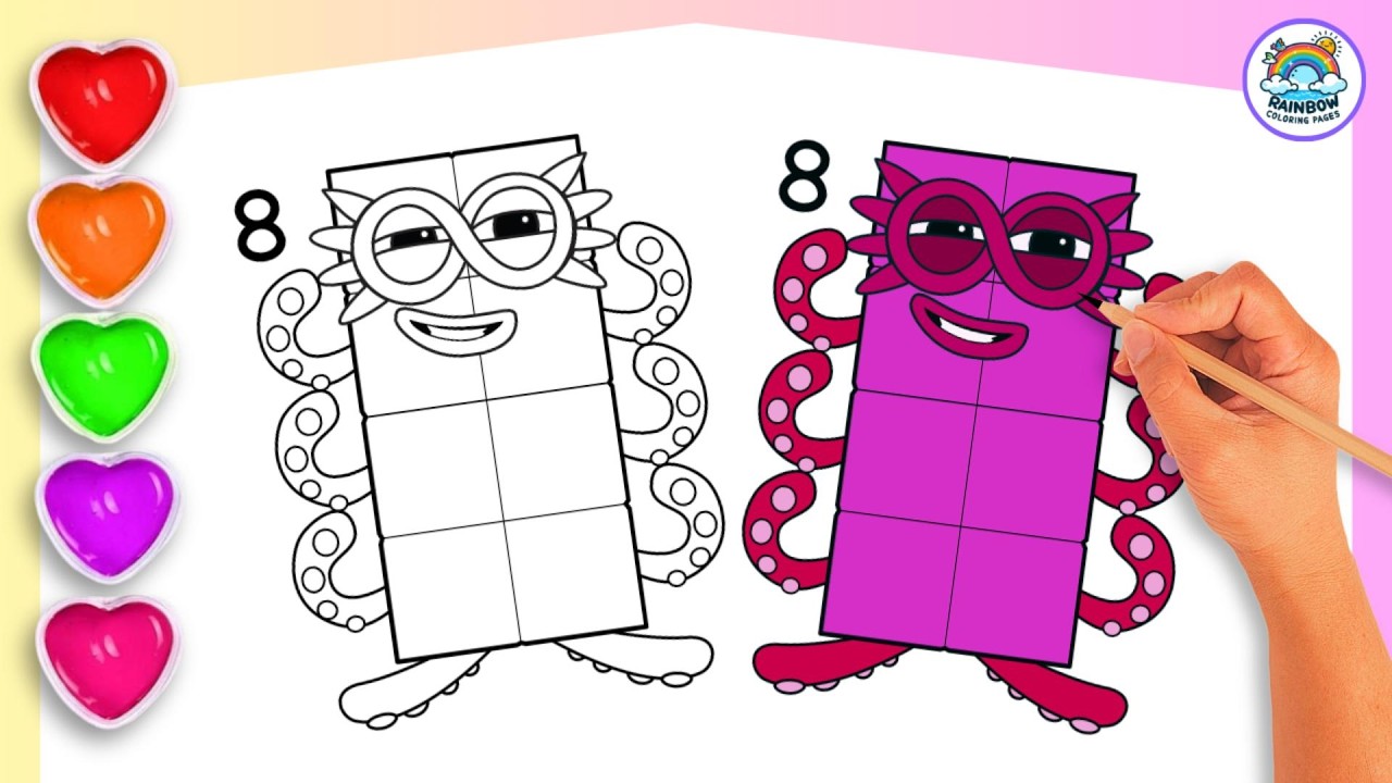 COLORING Numberblock 8🌈Coloring || How to Draw Numberblock 8 for Kids and Toddlers Today!