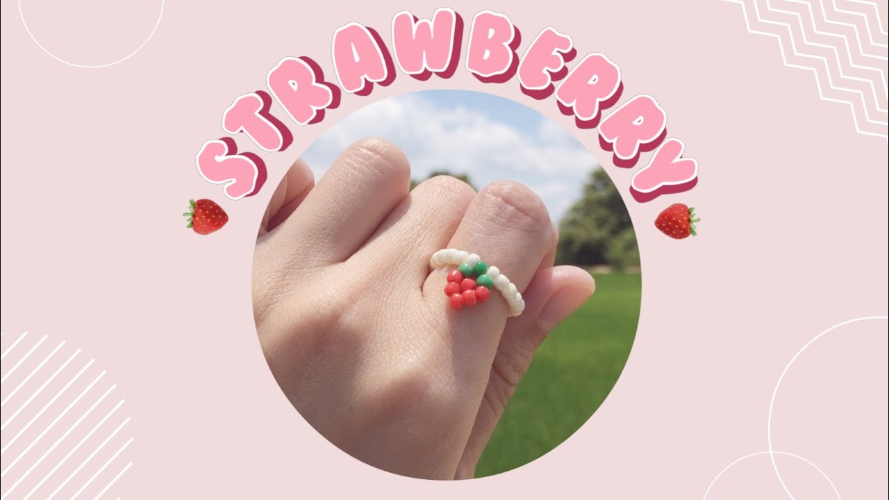 วิธีทำแหวนลูกปัดสตรอว์เบอร์รี่ง่ายๆ 🍓💍: How to Make Strawberry Beaded Ring (Easy DIY)