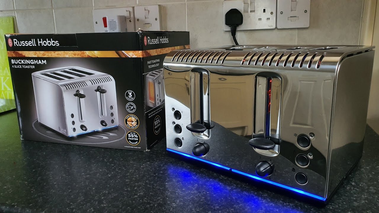 Faster toasting toaster with LED LIGHT strip,Russell Hobbs Buckingham 4 slice toaster
