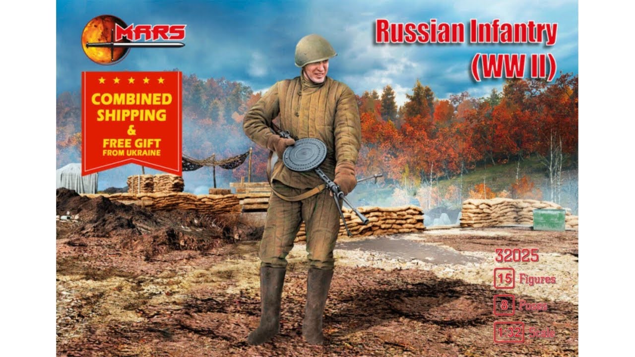 Unboxing Mars Figures 32025 - 1/32 - Russian Infantry WW II 15 Figures Plastic Model Kit