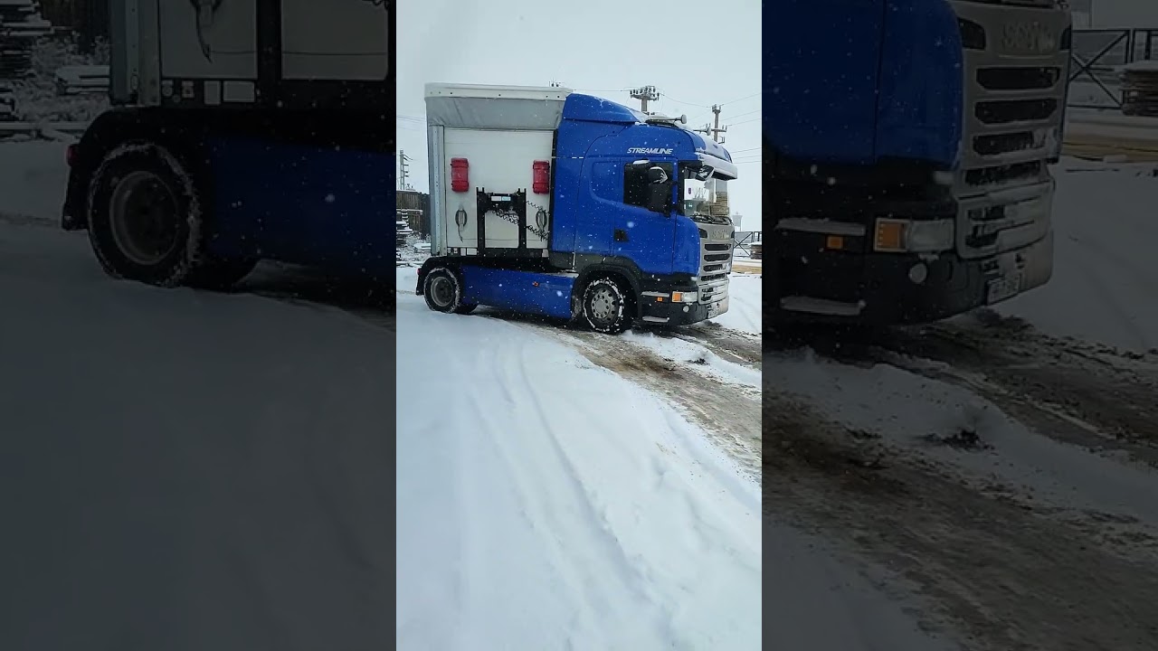 Slipping and sliding: trucking on snowy roads #shorts