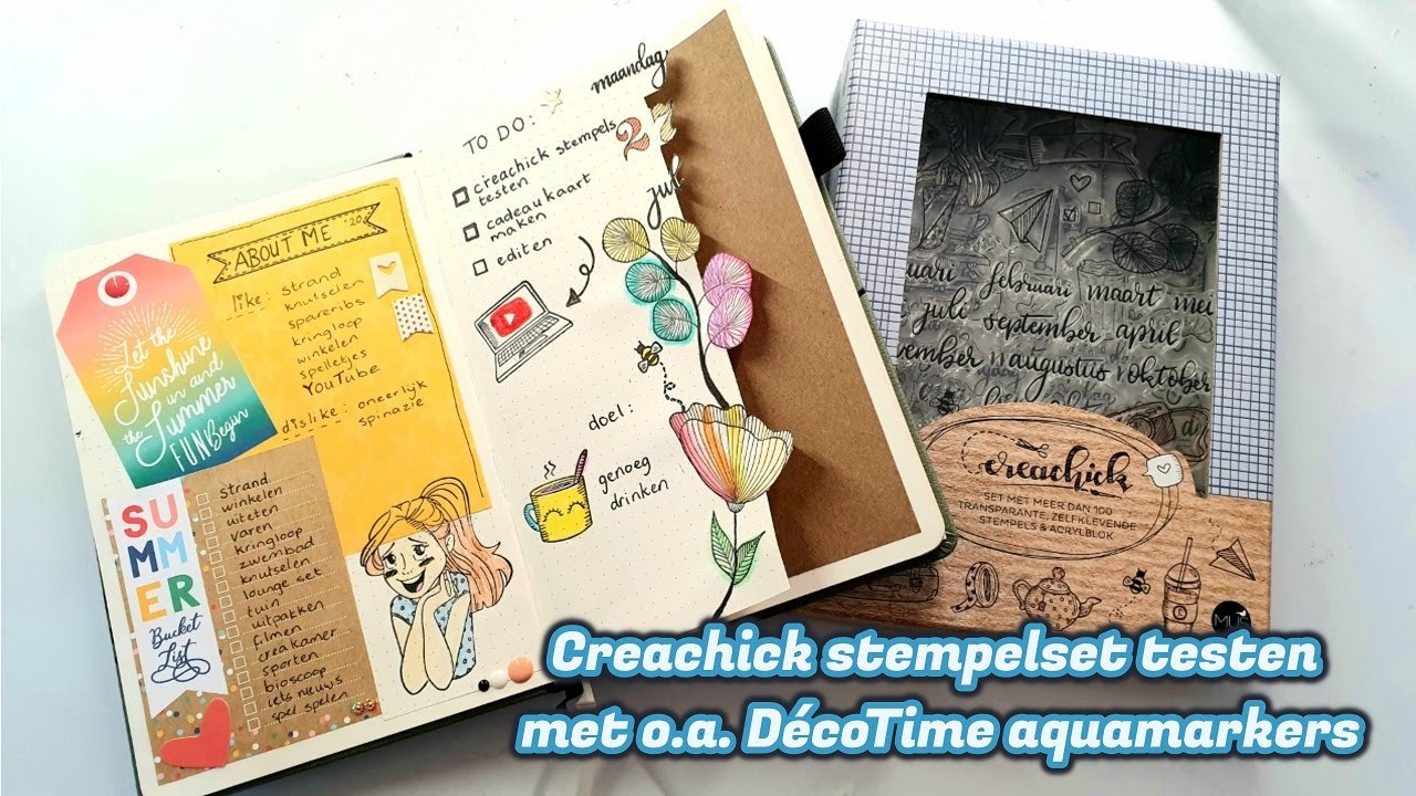 Creachick stempelset testen met o.a. decotime aquamarkers | journalpagina