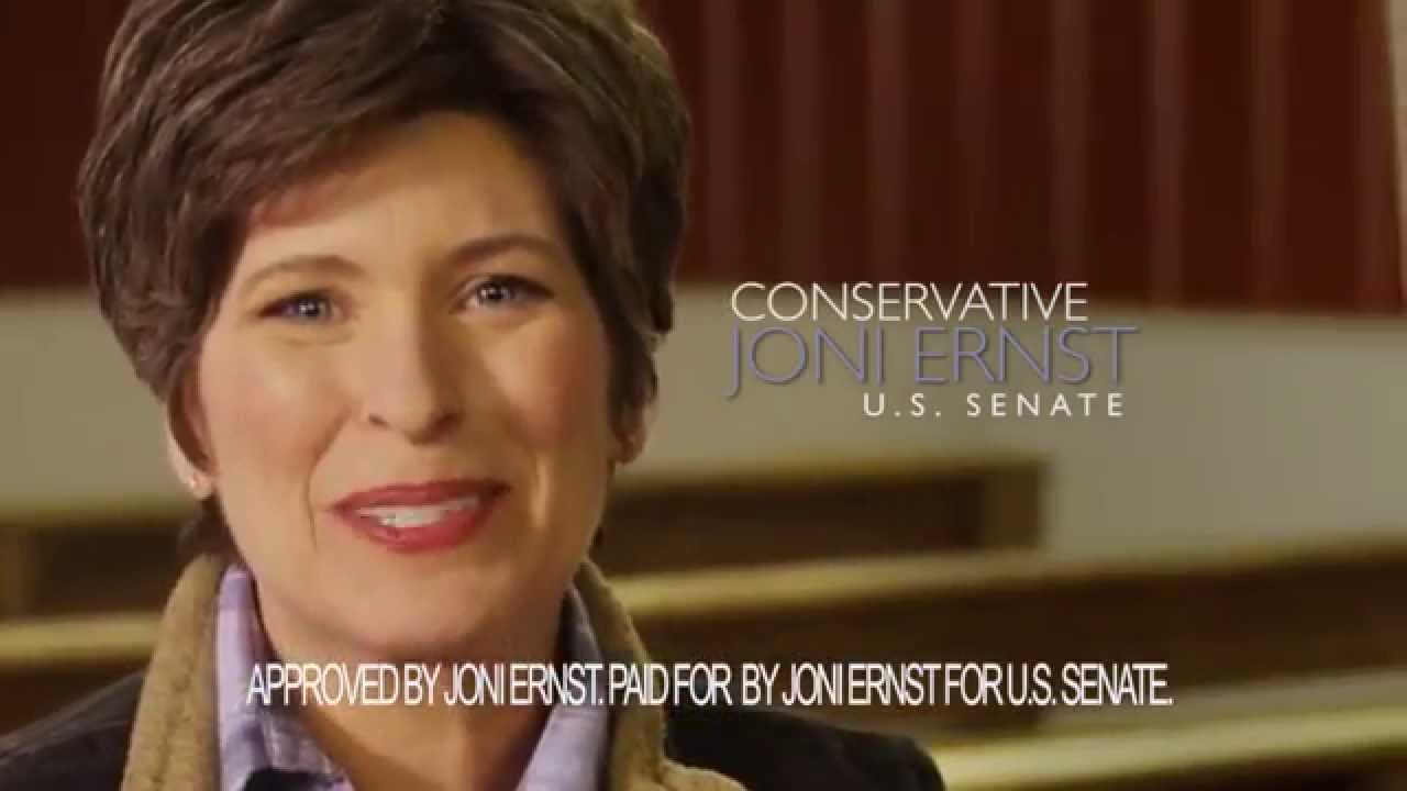2014, Joni Ernst - Squeal - political ad - closed captioned