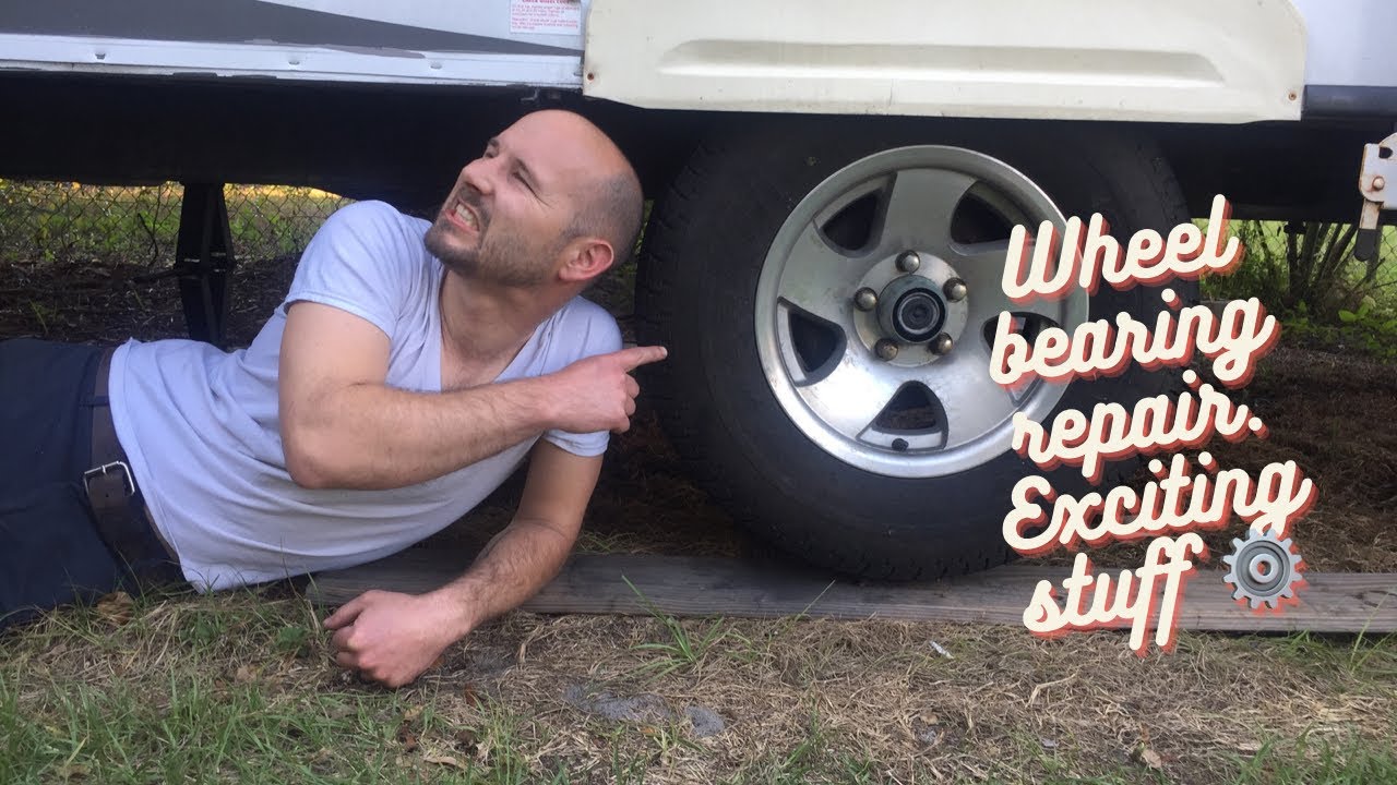Checking the wheel bearings on our Trail Manor camper ⚙️