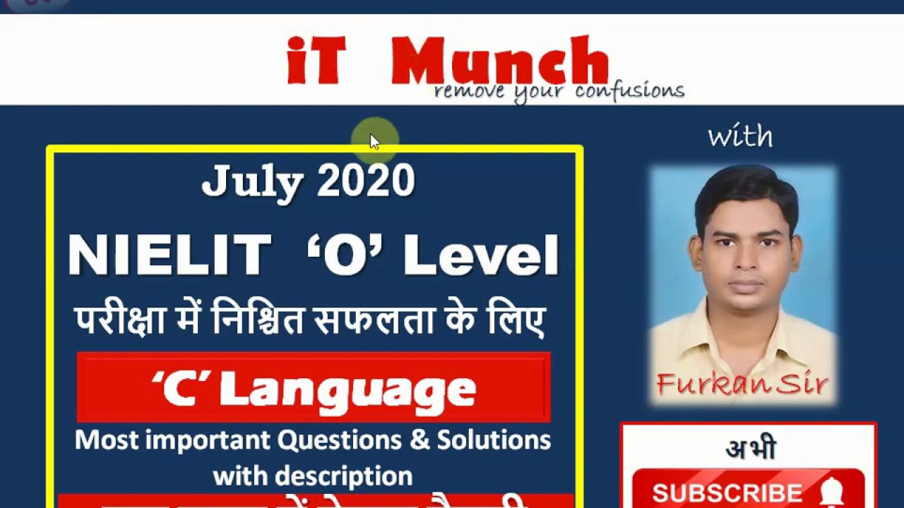 [01] C Language Important Question for 'O' Level Exam July 2020 by Furkan Sir(01)