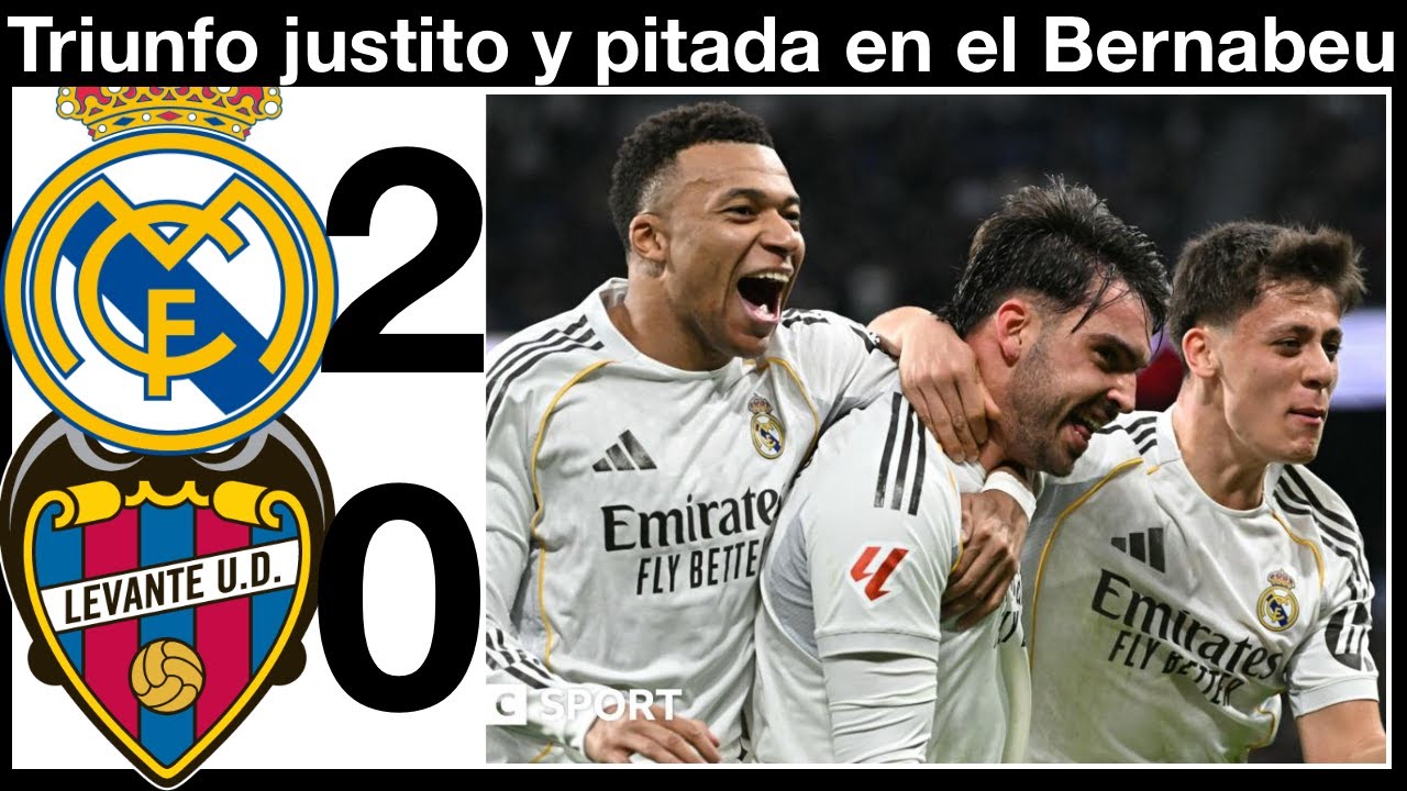 Real Madrid vs Levante 2-0. Gran pitada en el Bernabeu. Marco Mbappé. Vinicius y Bellingham señalado