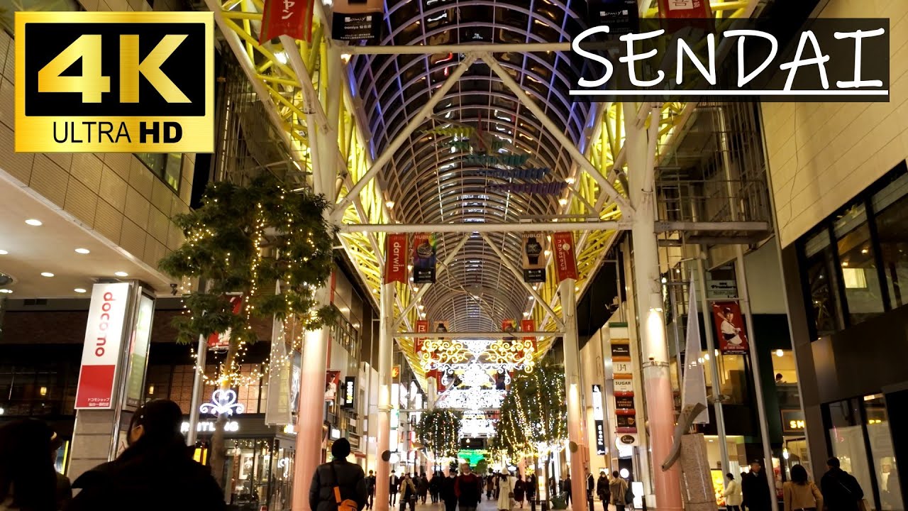 仙台駅前のクリスマス～Christmas illumination of the shopping street in front of Sendai Station～4K 60fps