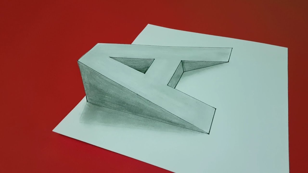 Dessiner lettre A en 3D , illusion d'optique facile