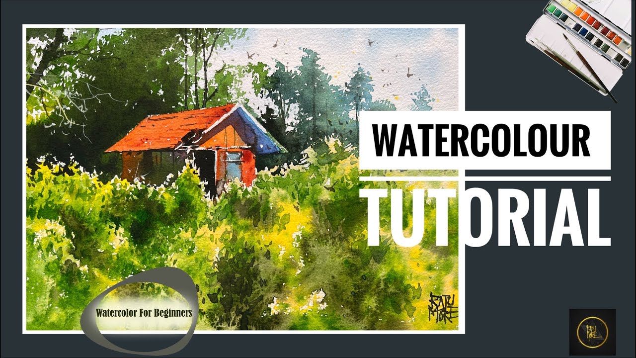 Painting an Old House in a Green Forest | Easy Watercolour Tutorial I RAJU MORE I
